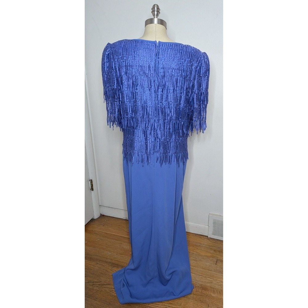VTG Cattiva New York Lace Fringe Gown Mother Bride Wedding Guest Gatsby Sz 16W - Picture 2 of 9